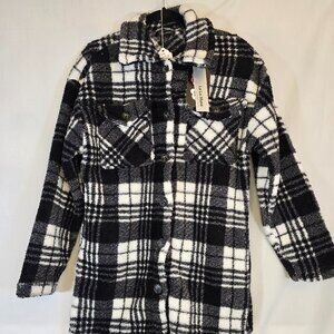 Black and White Long Fleece Jacket